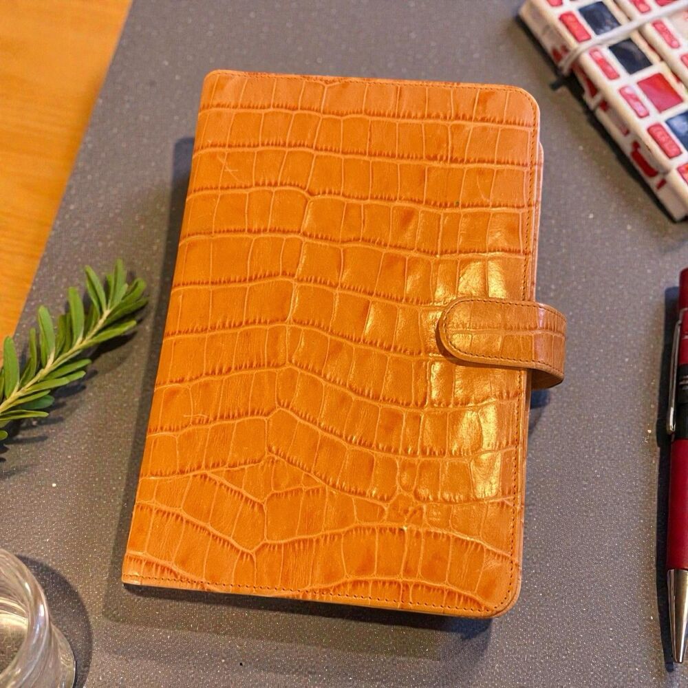 VTG Orange Journal & Organizer by Karen Callan w/ strap closure/2001 Book Italy